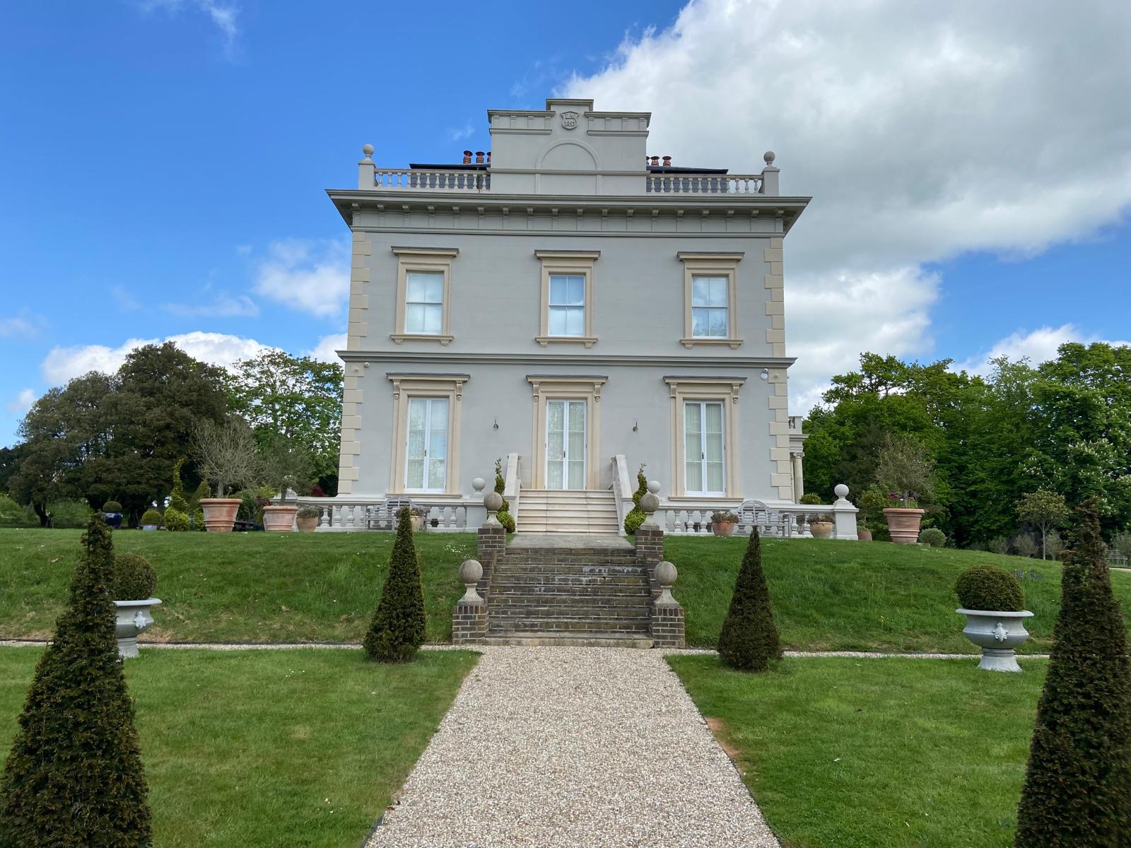 Estate garden with gravel pathways