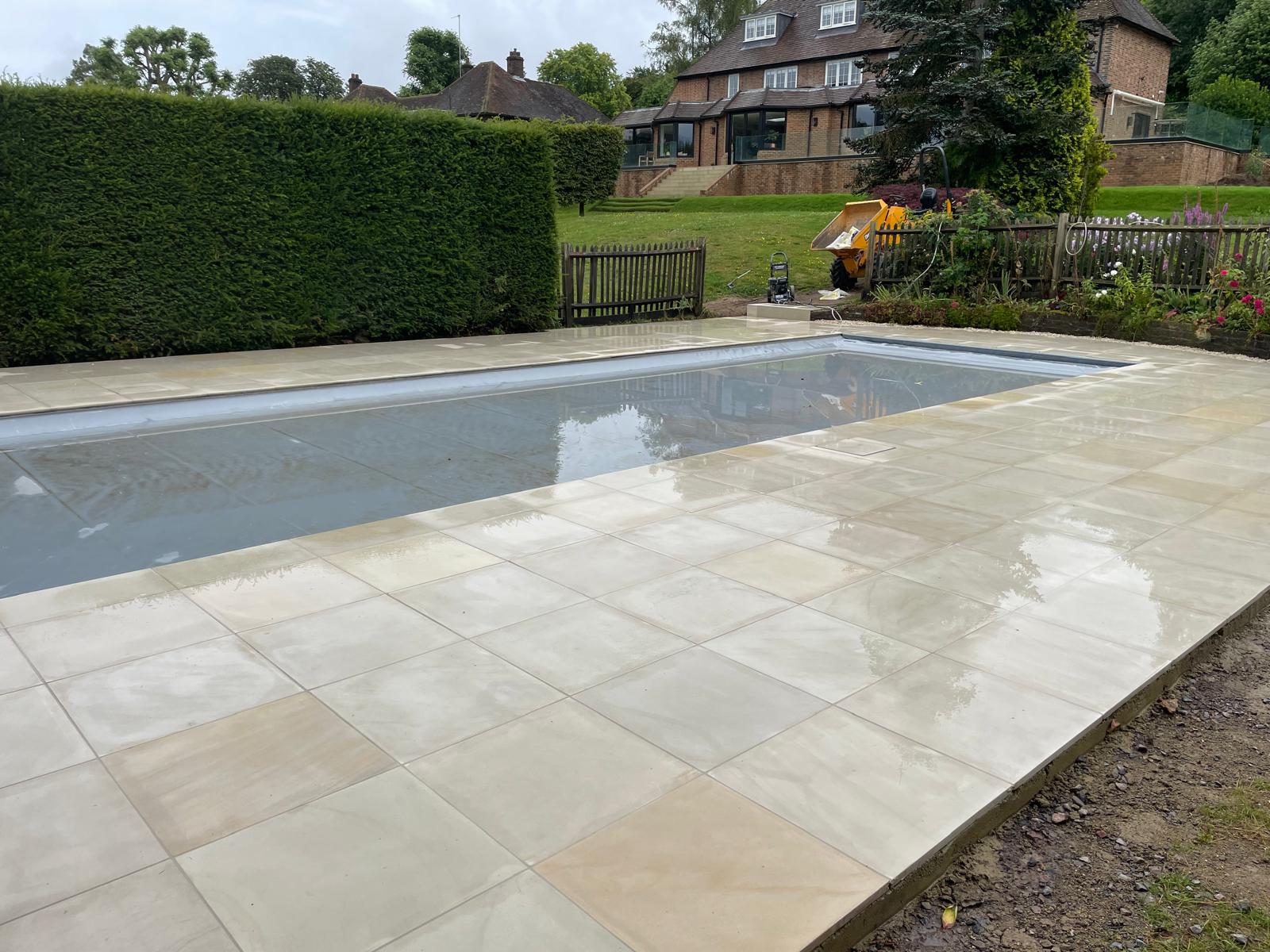 Natural stone pool surround
